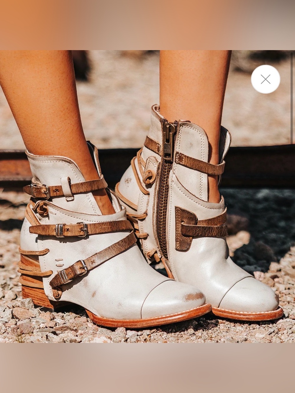 Freebird Crue Leather Stylish Ankle Boots with Brown Strap Accents